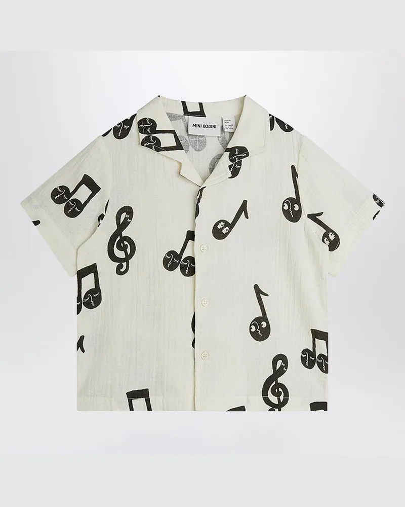 Mini Rodini Weißes Hemd mit musikalischen Noten White