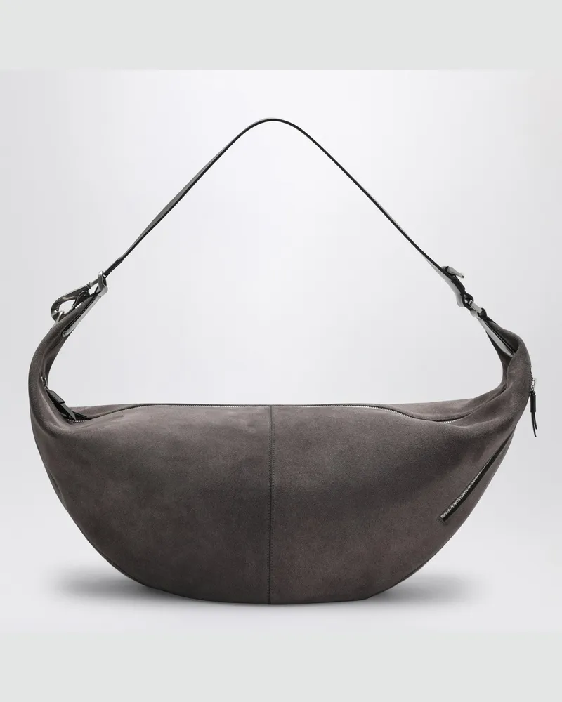 Christophe Lemaire Greigefarbene Quiver Clip Tasche aus Veloursleder 