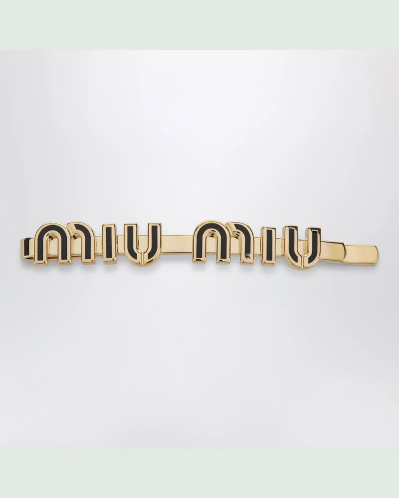 Miu Miu Haarspange aus emailliertem Metall Black