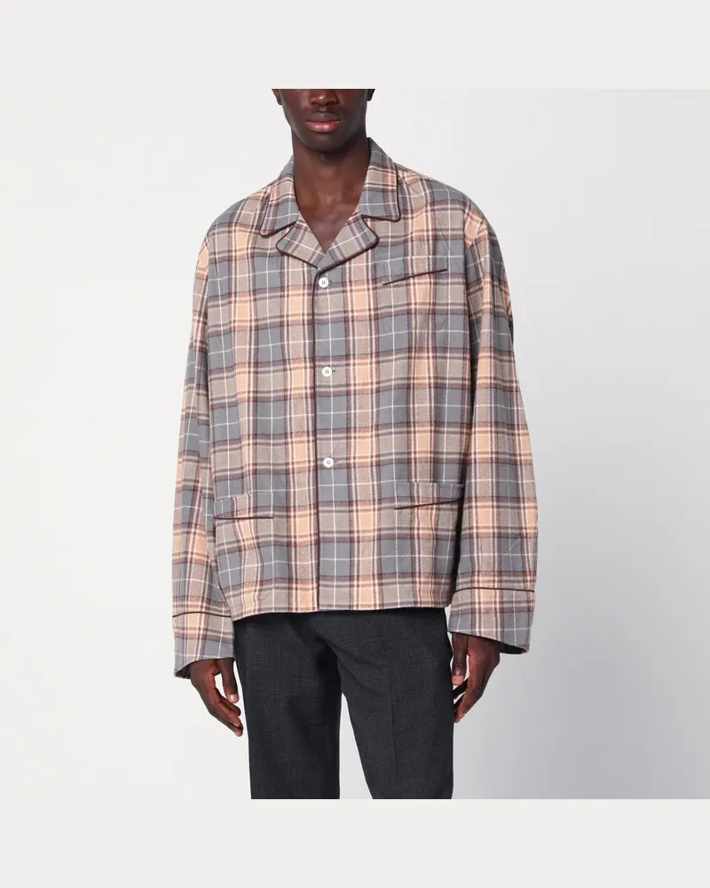 Prada Baumwollhemd in Stahl/Kamee mit Karomuster Grey