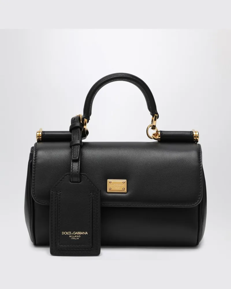 Dolce & Gabbana Kleine My Sicily Handtasche aus schwarzem Leder Schwarz