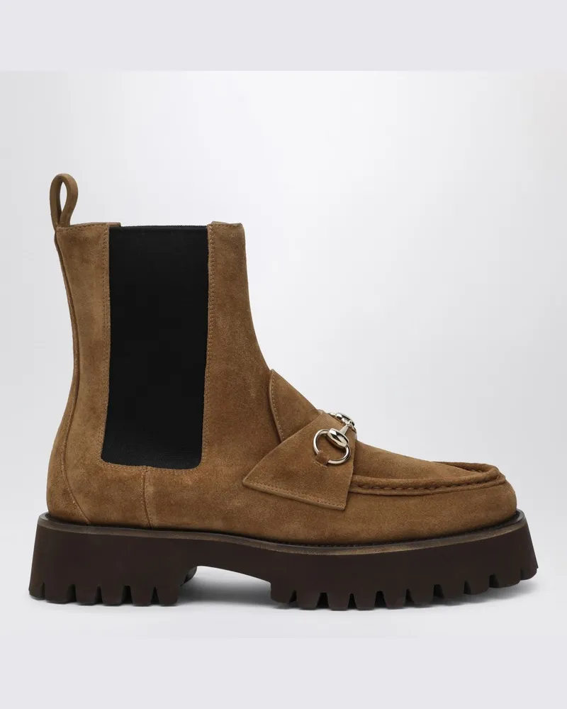 Gucci Chelsea-Stiefel aus Wildlederfarbe Beige