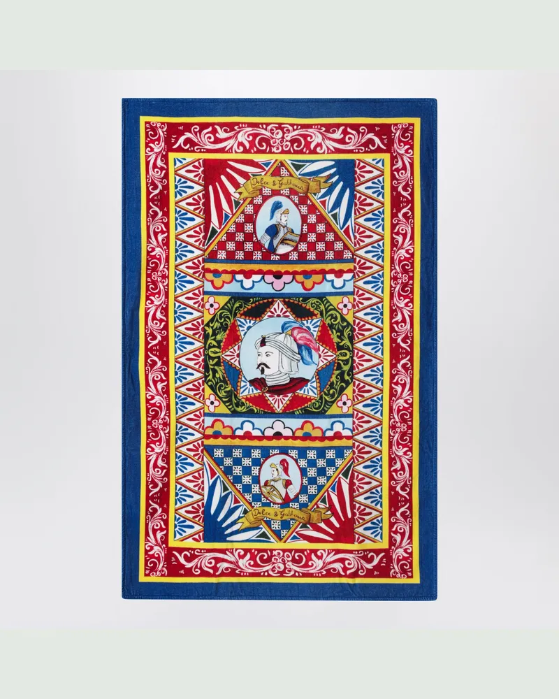 Dolce & Gabbana Strandtuch Carretto aus Baumwolle mit Print Multicolor