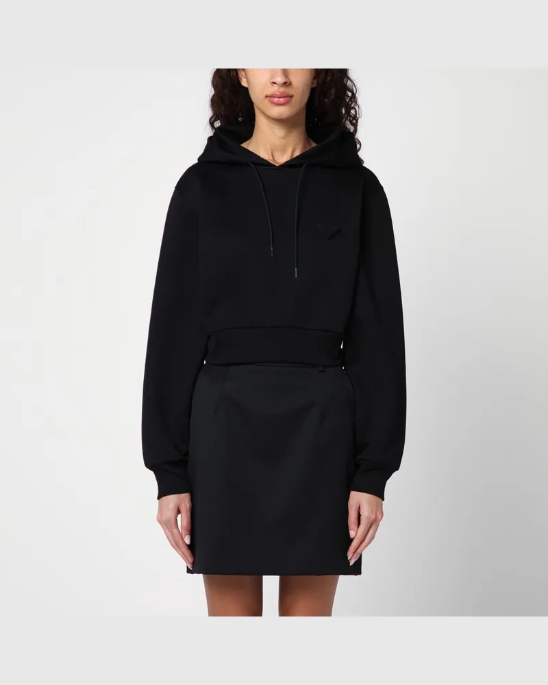 Prada Schwarzer Hoodie mit Dreieckslogo Schwarz