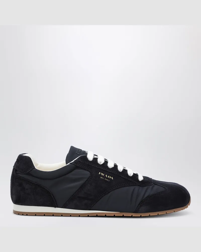 Prada Blaue Sneakers aus Stoff und Wildleder Blue