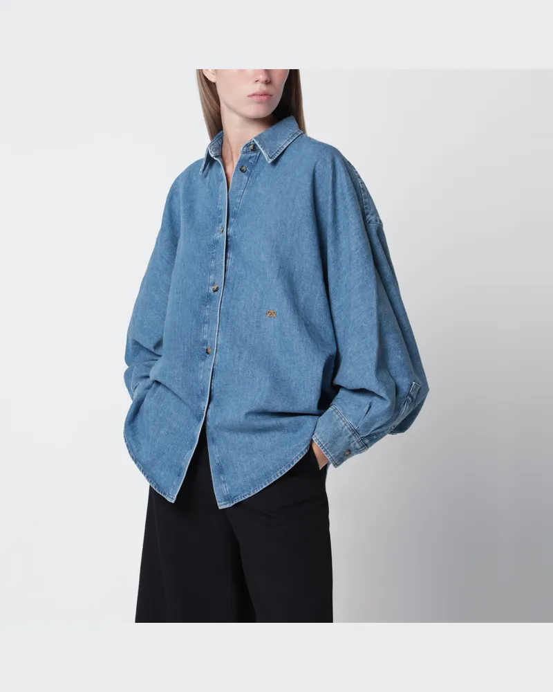Loewe Jeanshemd aus gewaschenem Baumwoll-Denim in Hellblau Light