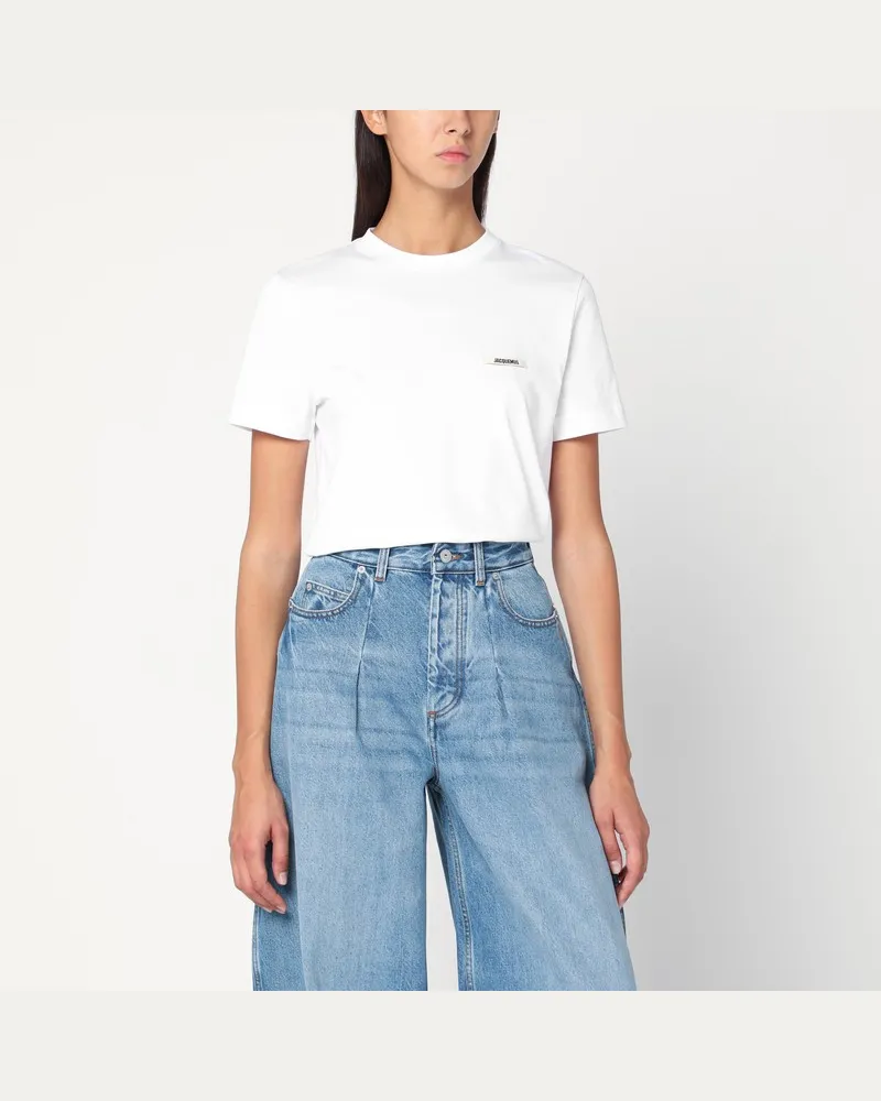 Jacquemus Weißes T-Shirt mit Logopatch Weiß