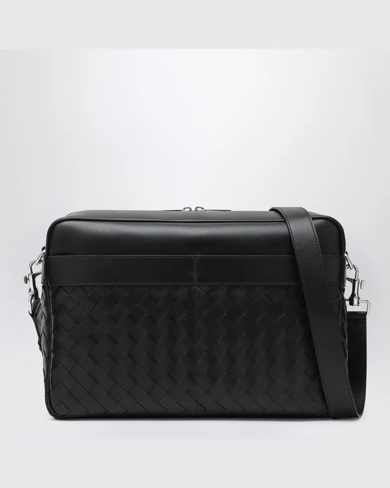 Bottega Veneta Schwarze Kamera-Tasche aus Intrecciato Schwarz