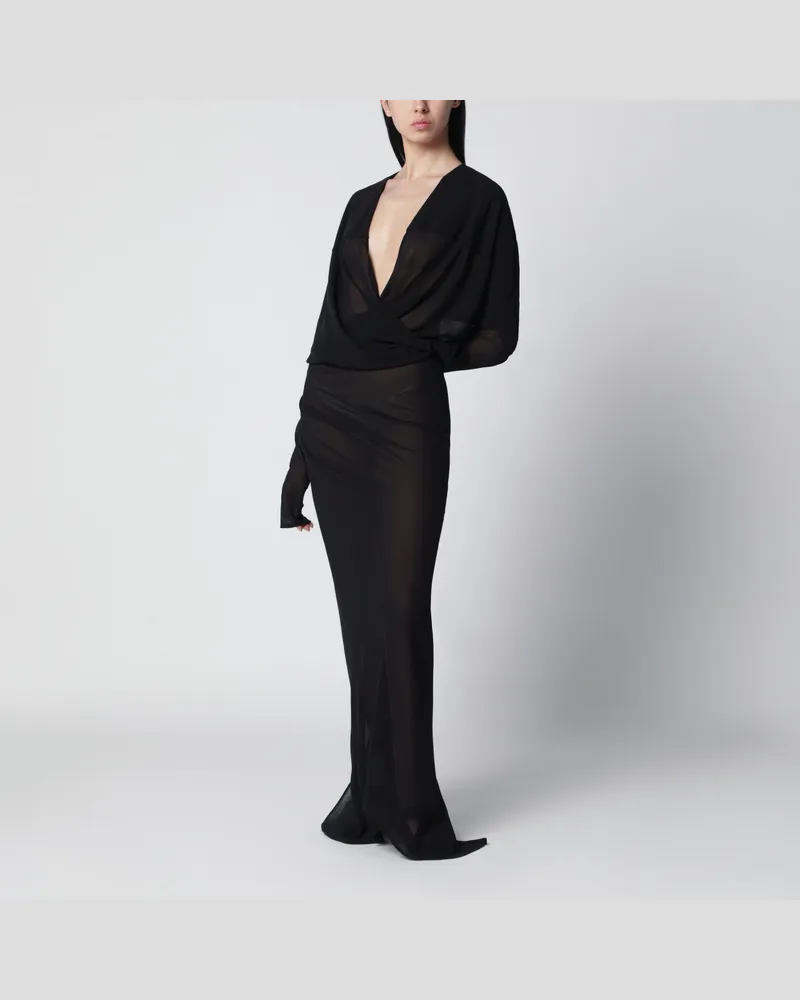Entire Studios Langes halbtransparentes schwarzes Kleid Black