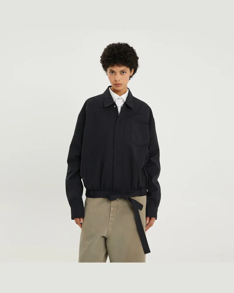 1989 STUDIO Dunkelblaue kurze Trenchjacke Blau