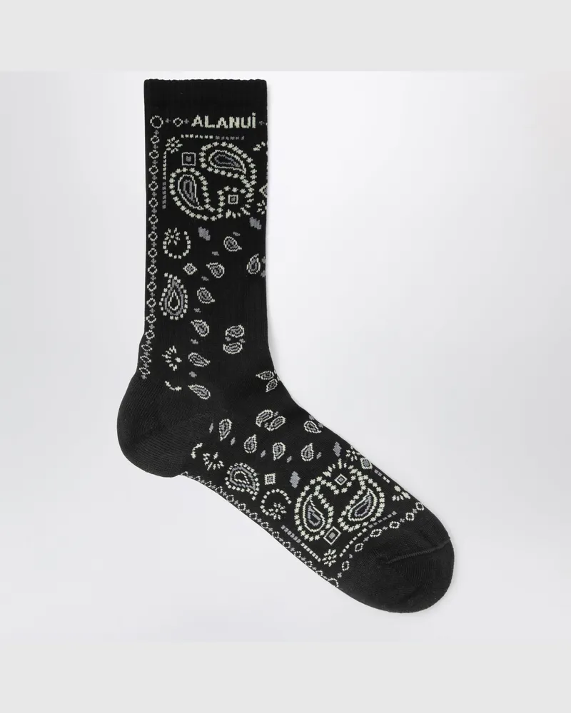 Alanui Schwarze Bandana-Socken aus Baumwollmischgewebe Black