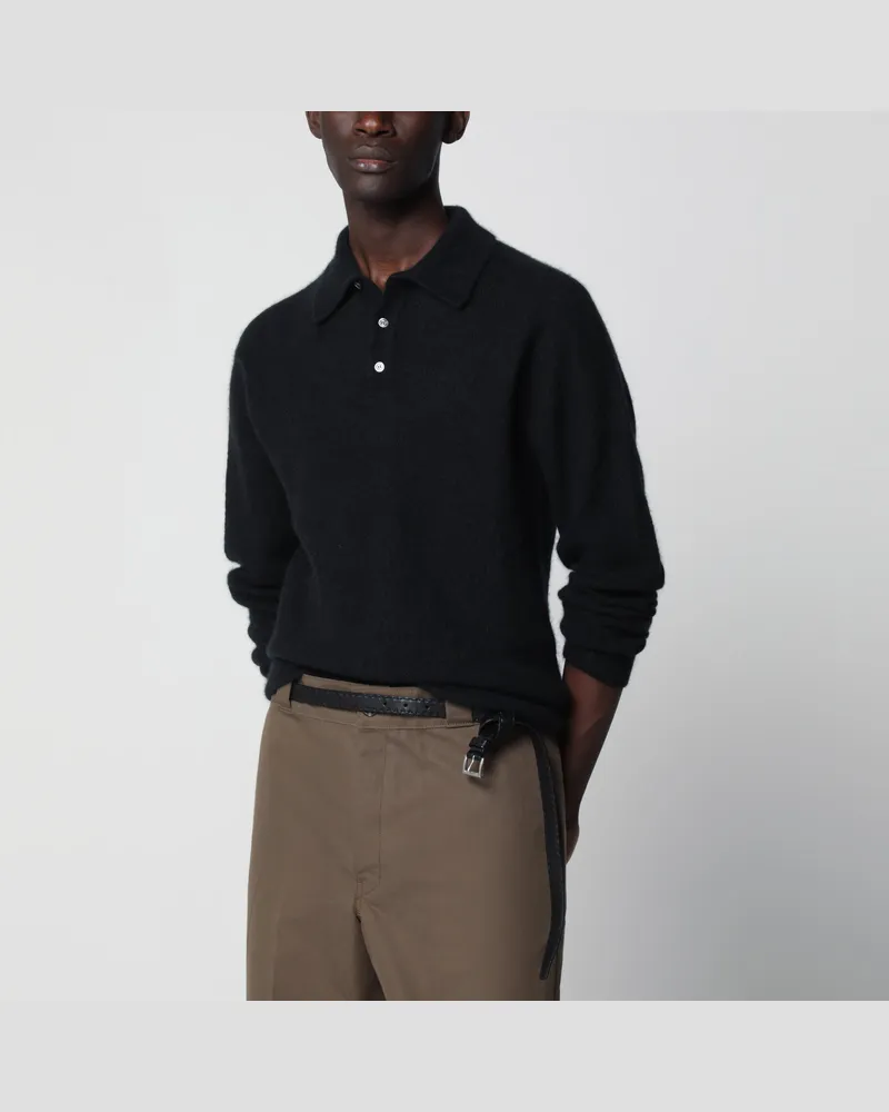 Roberto Collina Schwarzer Kaschmir-Polopullover Black