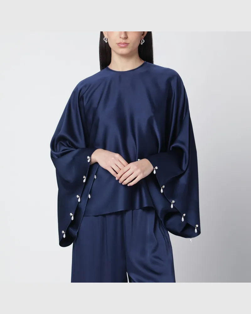 Stella McCartney Oversize-Bluse aus Viskosesatin in Navyblau 