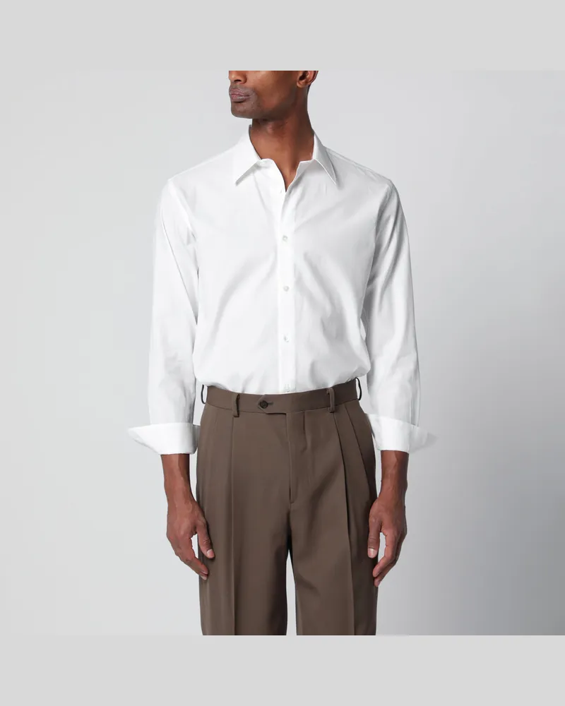 AURALEE Weißes Slim-Fit-Hemd aus Baumwolltwill White