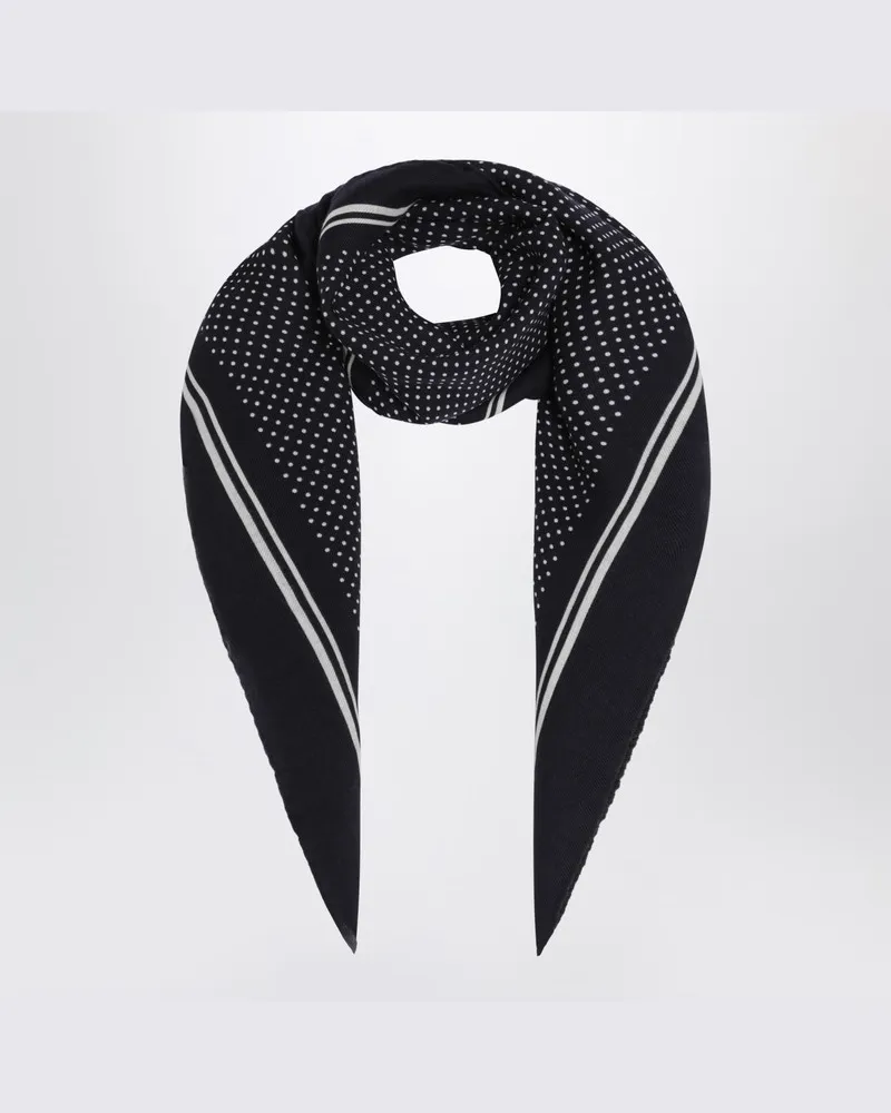 Destin Marineblaues Woll-Bandana mit Punktmuster Blau