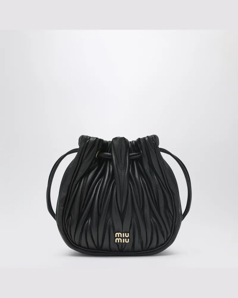 Miu Miu Schwarze Clutch aus gestepptem Nappaleder Black