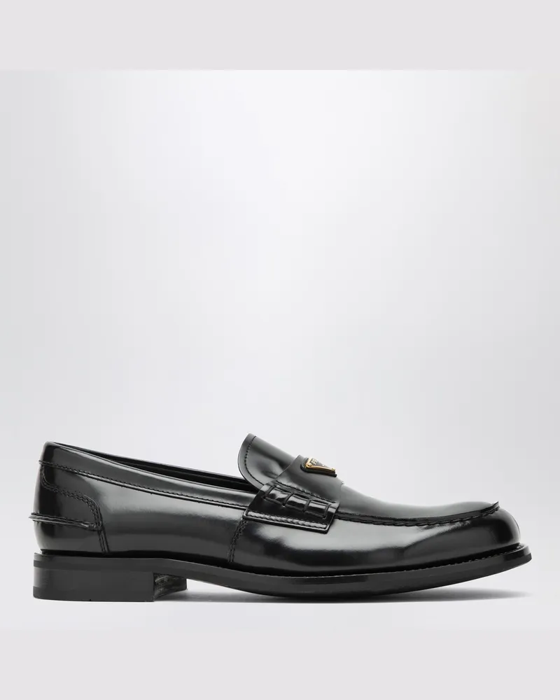 Prada Mokassins aus gebürstetem Leder in Schwarz Black