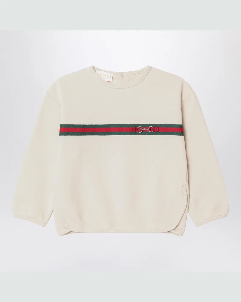 Gucci Elfenbeinfarbenes Sweatshirt mit Trensendetail White