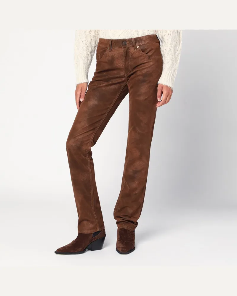 Isabel Marant Tabakfarbene Kunstlederhose Braun