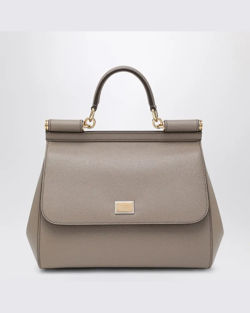 Dolce & Gabbana Große schwarze Sicily Handtasche Beige