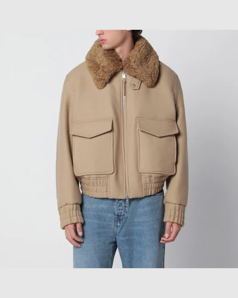 AMI Paris Wattierte Jacke in Beige aus Wolle Beige