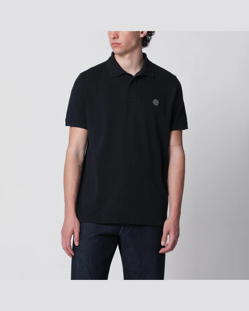 Stone Island Marineblaues Polo mit Compass-Logo-Patch Blue