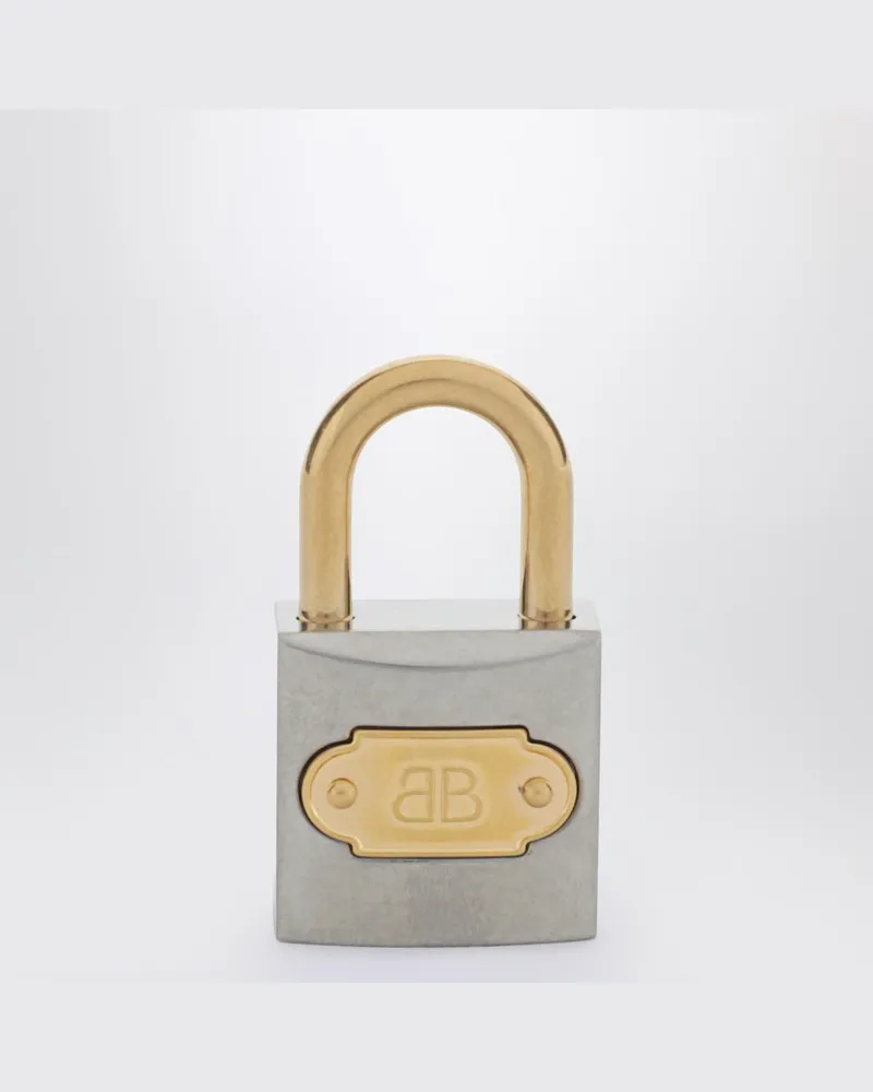 Balenciaga BB Padlock Schlüsselanhänger in Silber und Gold Metallisch