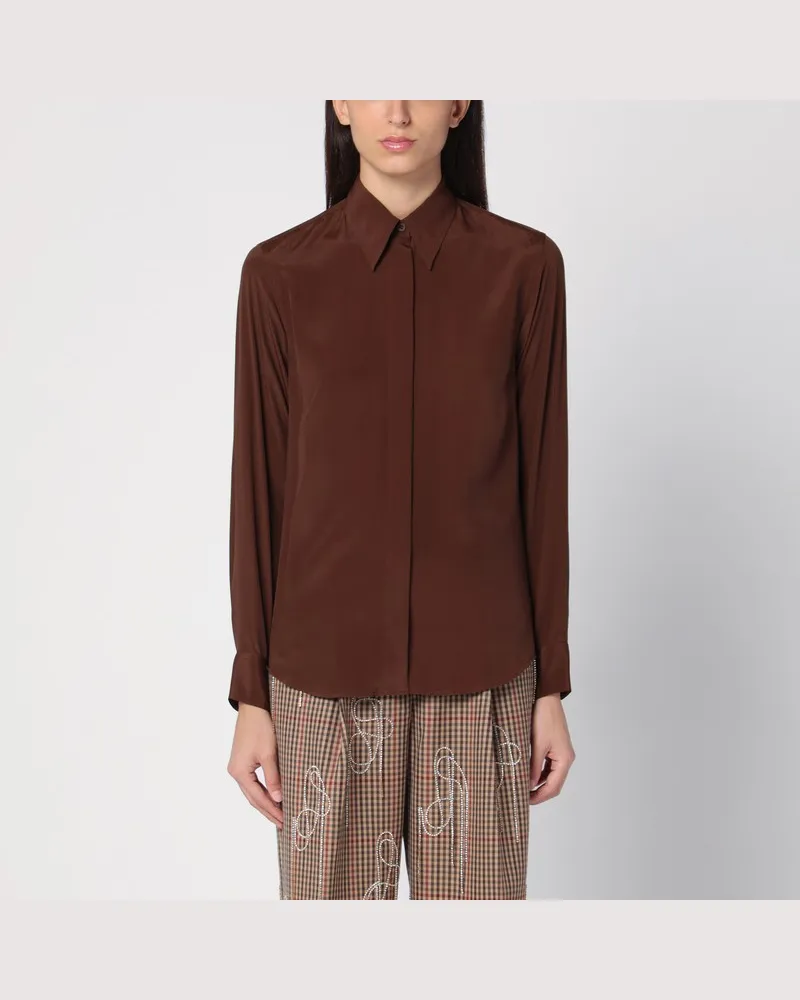 Dries van Noten Braune Bluse aus Seidengemisch Braun
