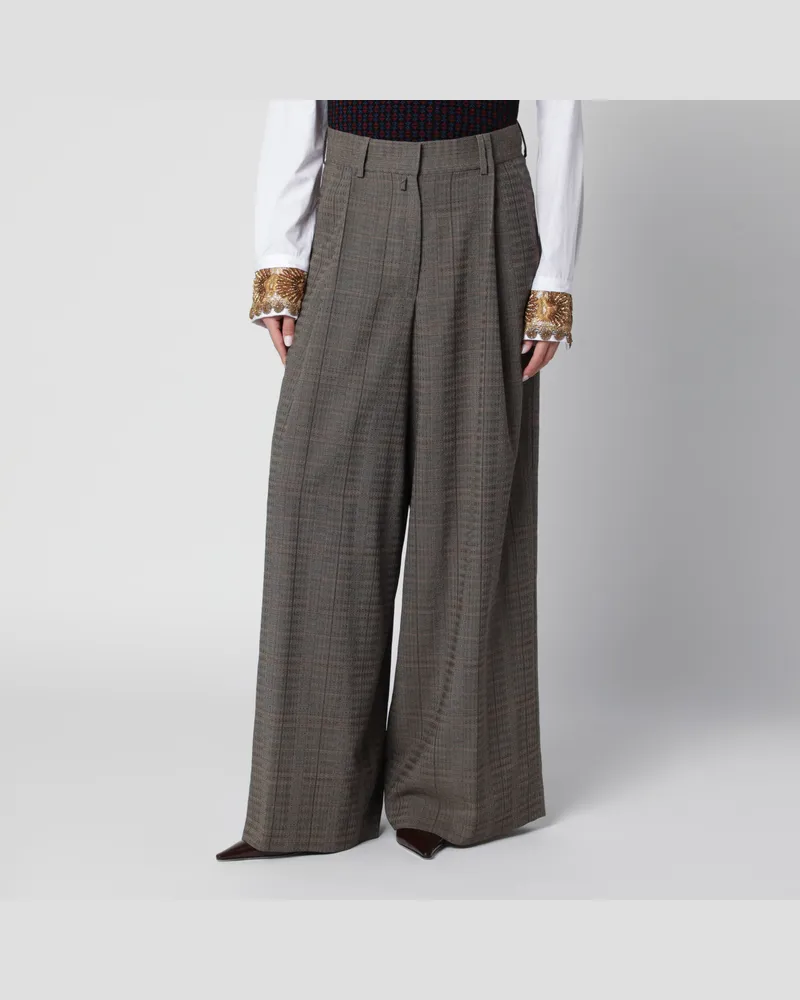 Dries van Noten Zementfarbene weite Wollhose Grey