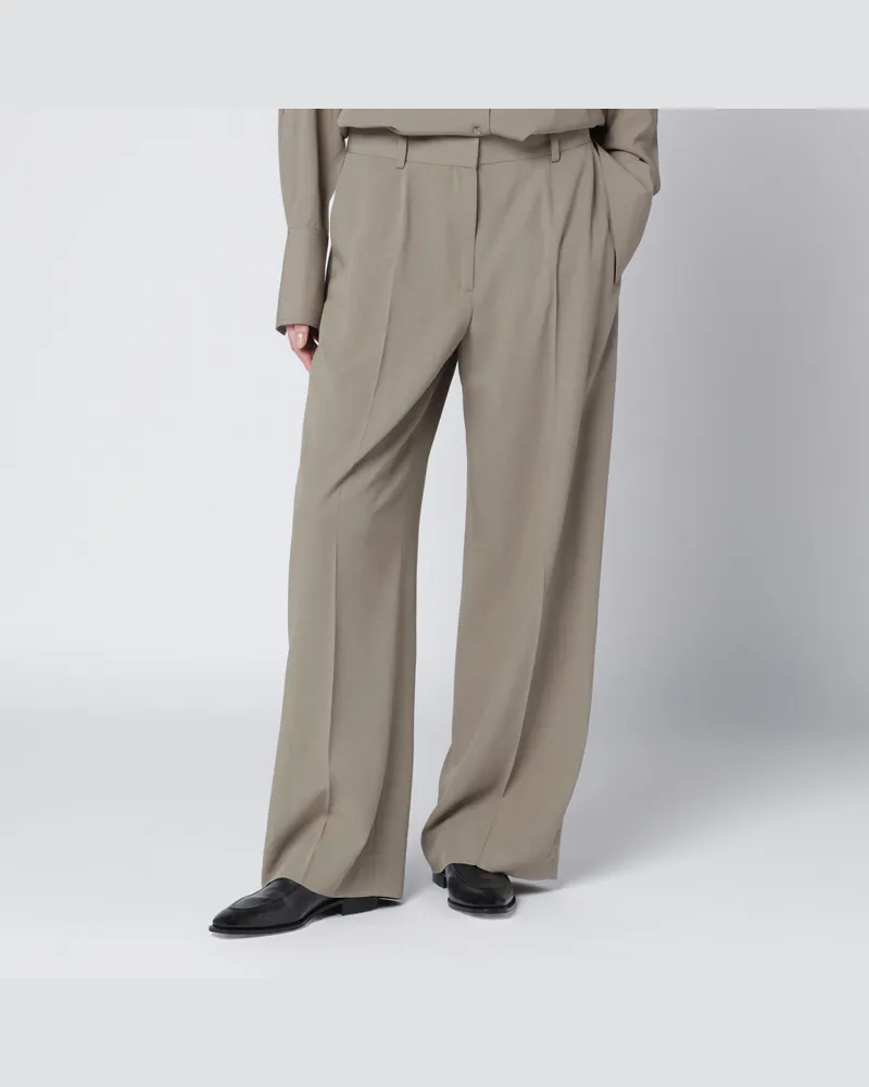 Totême Taupefarbene Hose aus Wollmischung Beige