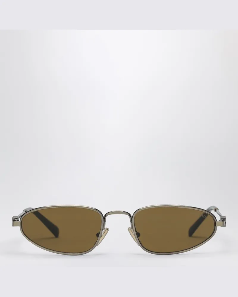 Miu Miu Logo Sonnenbrille Old gold/Dark brown Braun