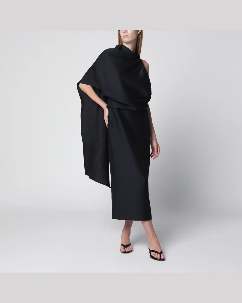 Róhe Midi-One-Shoulder-Kleid in Nachtblau Black