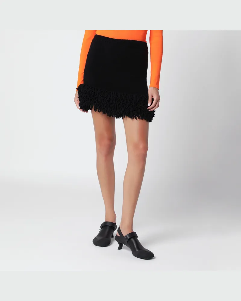 Loewe Kurzer schwarzer Rock aus Wollmischung Black