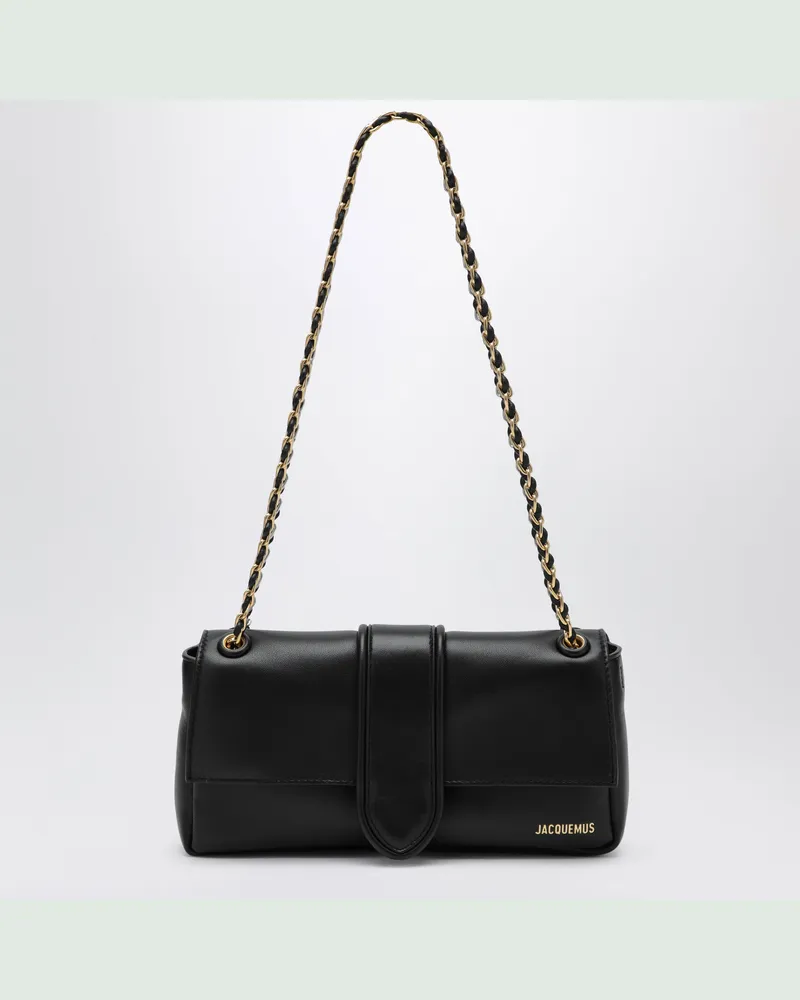 Jacquemus Chaîne weiche Schultertasche aus schwarzem Nappaleder Black