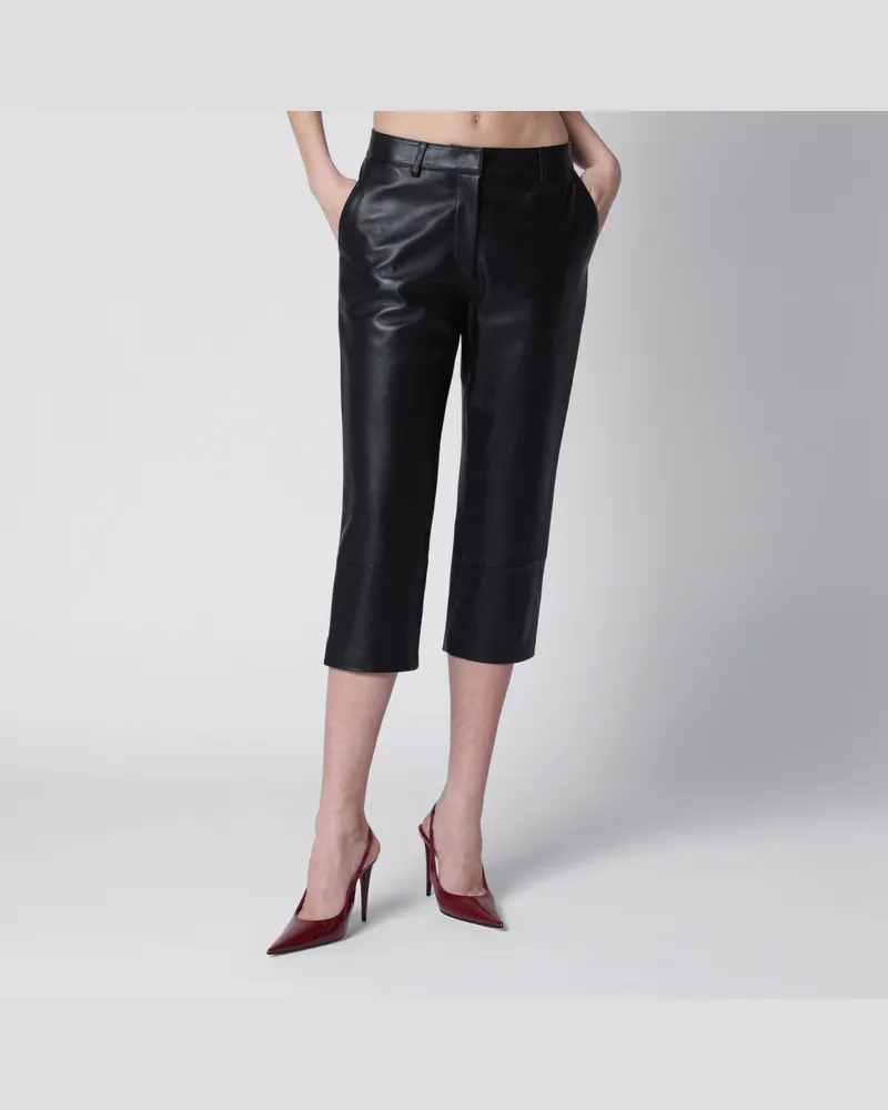 FRANKIE Shop Caprihose Lior aus Lammleder in Schwarz Black