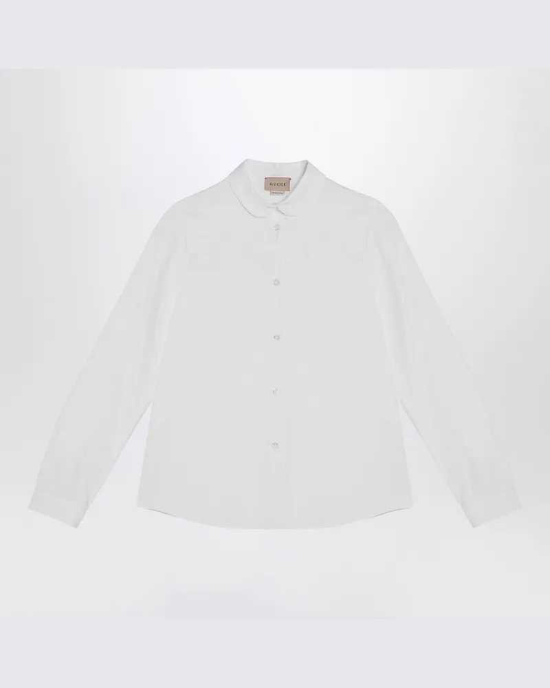 Gucci Weiße Bluse aus Oxford-Baumwolle mit GG-Muster White