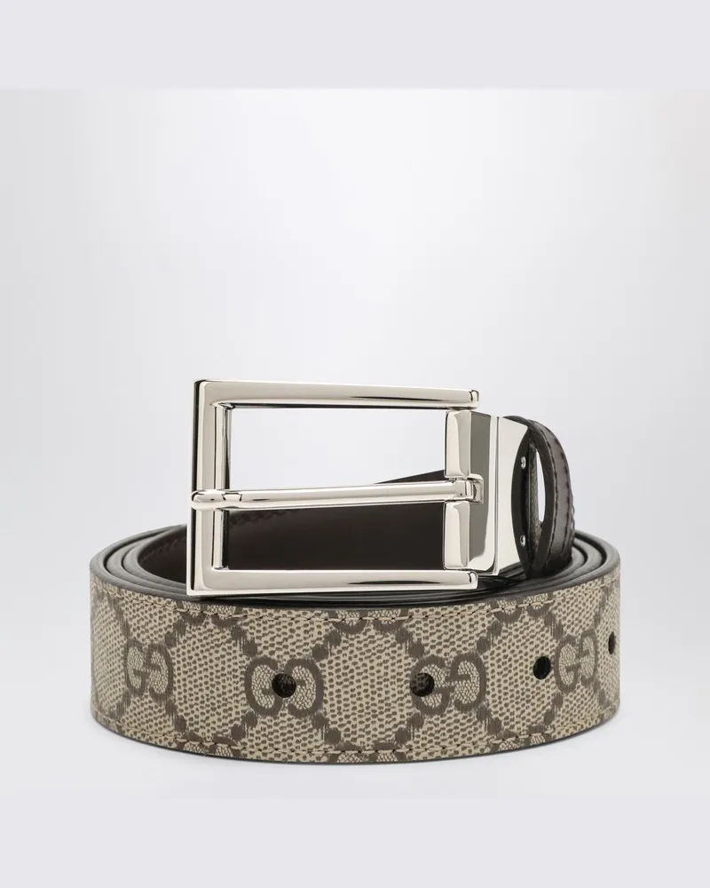 Gucci Beigefarbener beidseitig tragbarer Gürtel Braun
