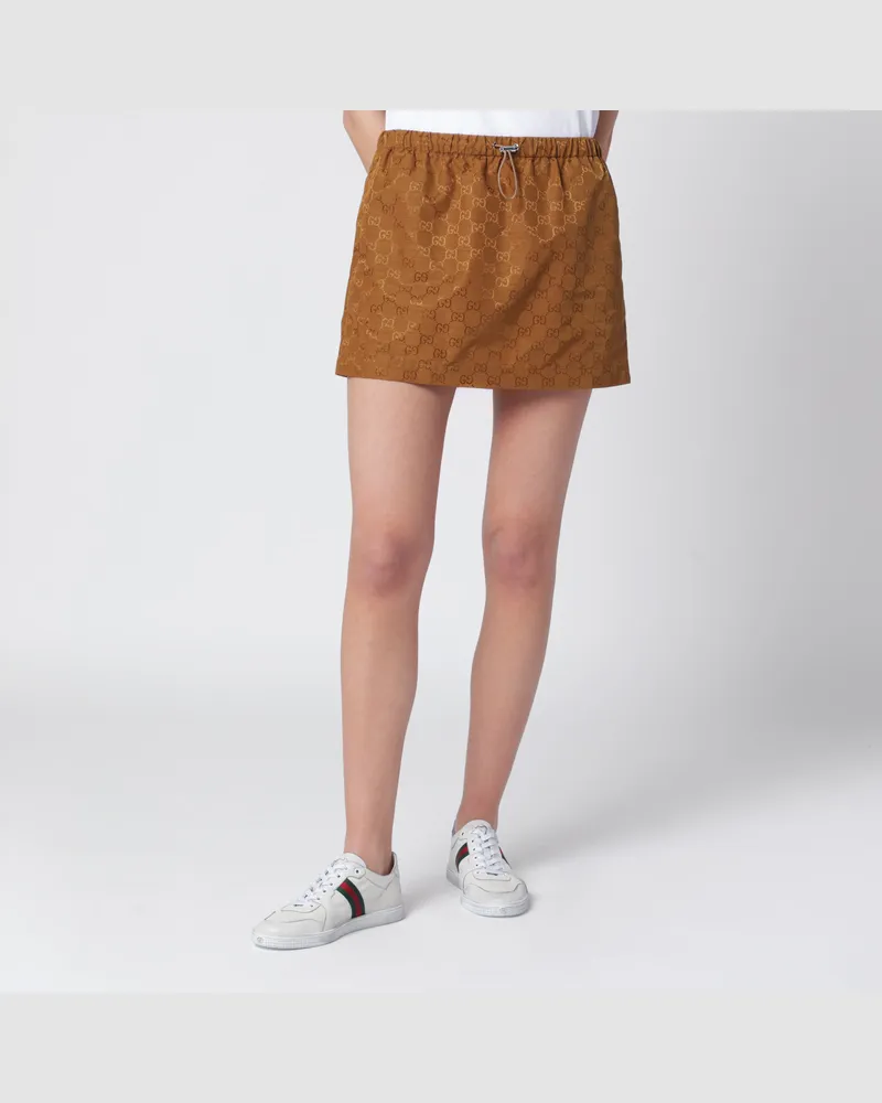 Gucci Caramel Minirock aus GG-Jersey Brown