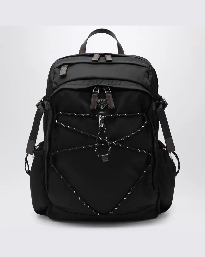 Prada Speedrock Rucksack aus schwarzem Re-Nylon und Leder Schwarz