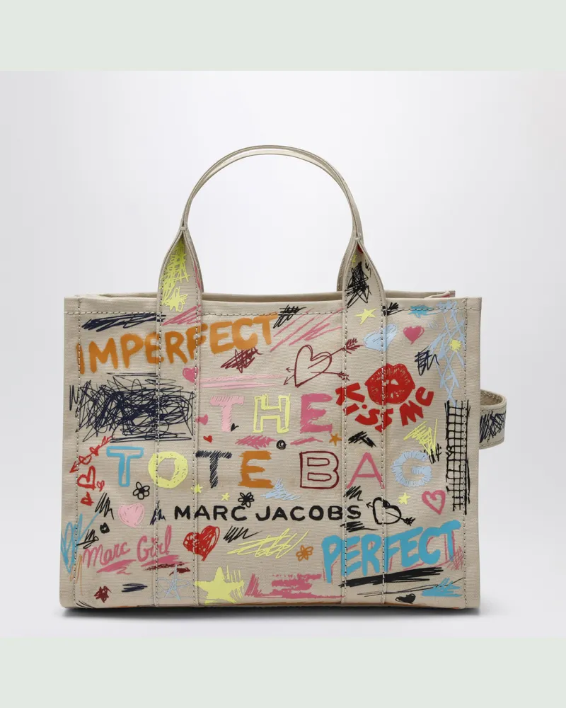 Marc Jacobs The Tote Bag mittel beige mit Punk-Schriftzug Beige