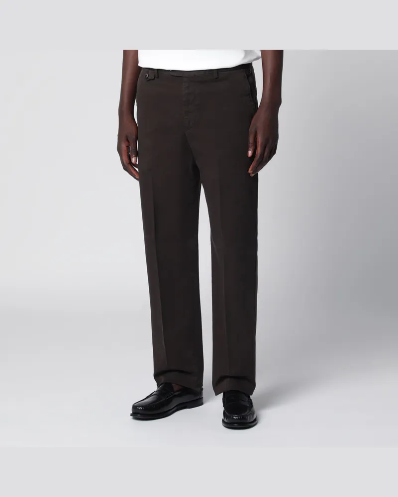 PT TORINO Dunkelbraune Baumwollhose Brown