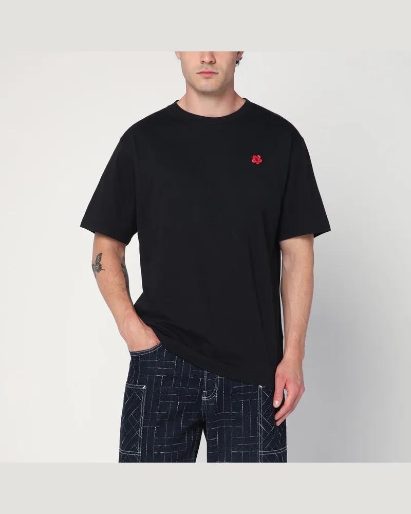 Kenzo Schwarzes T-Shirt mit Rundhalsausschnitt aus Baumwolle Schwarz
