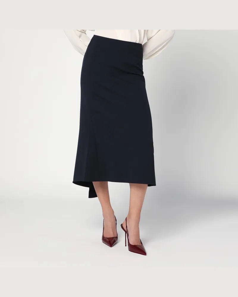 Victoria Beckham Dunkelblauer Rock aus Wollmischung Blau