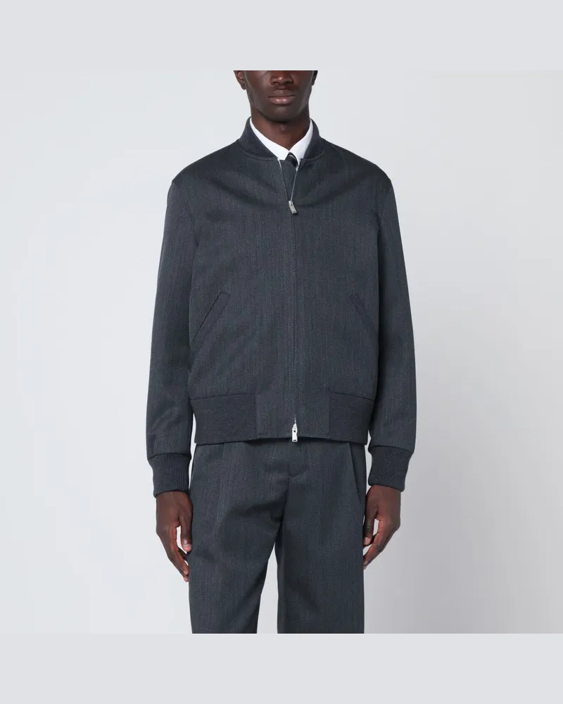 LARDINI Graue Woll-Bomberjacke mit Reißverschluss Grau