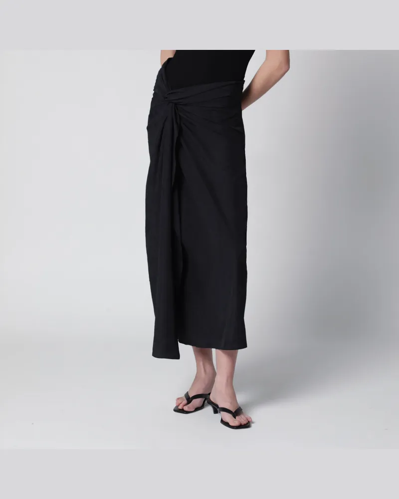Róhe Schwarzer Rock mit Sarong-Effekt Black