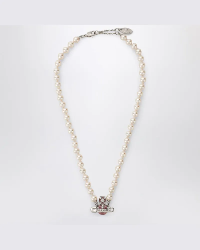 Vivienne Westwood Kitty Pearl Halskette mit Platin-Finish Metallisch