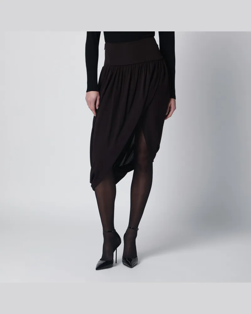 Alaïa Fließender Jerseyrock in Ebenholzbraun Brown