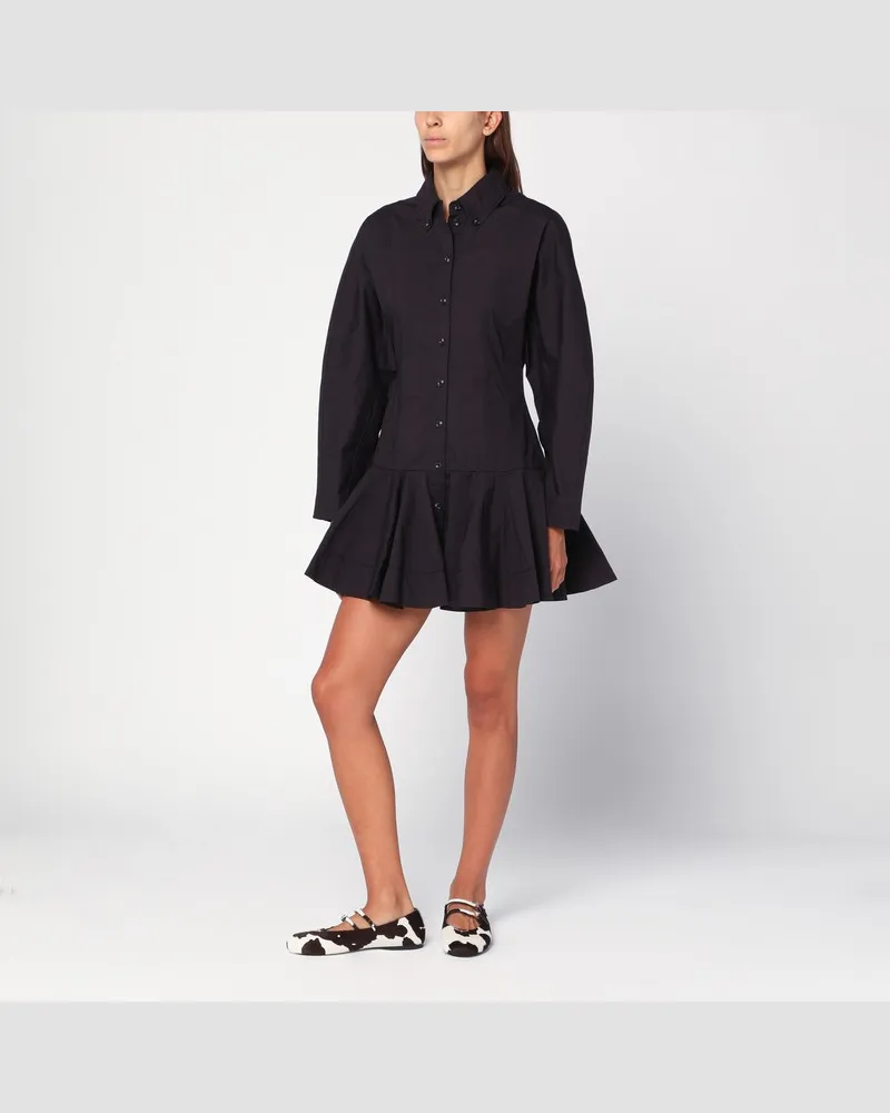 Ganni Schwarzes kurzes Hemdkleid Schwarz