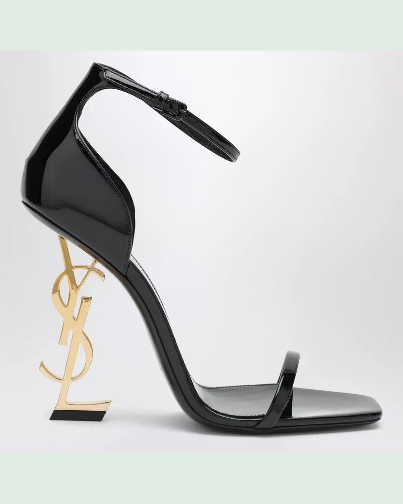 Saint Laurent Opyum Sandalen aus schwarzem Lackleder Black