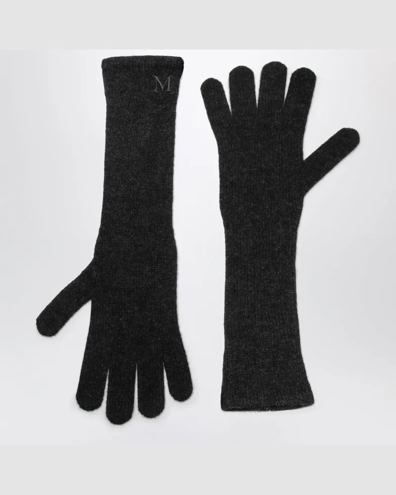 Max Mara Lange anthrazitfarbene Kaschmirhandschuhe Grey